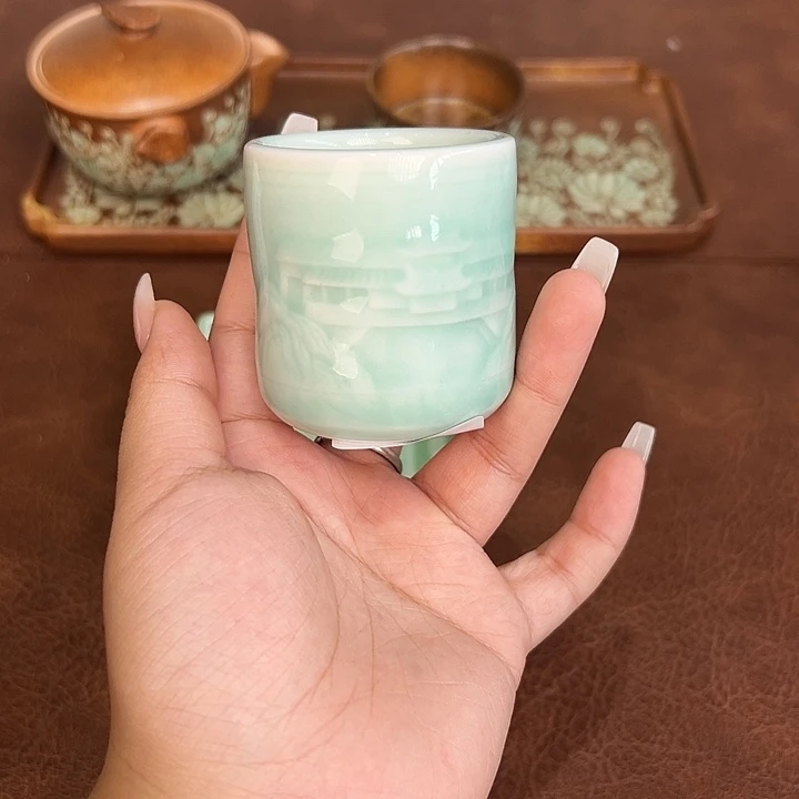 龙泉青瓷粉青628微瑕杯子一个