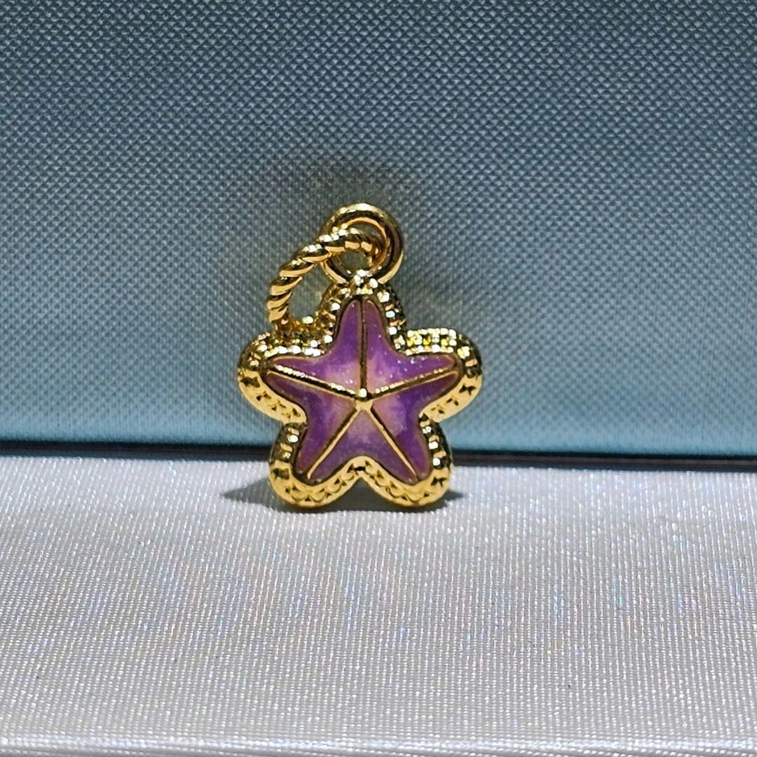 明牌珠宝楼哥甄选足金999 珐琅彩紫色海星多样性发货约卡11*17mm