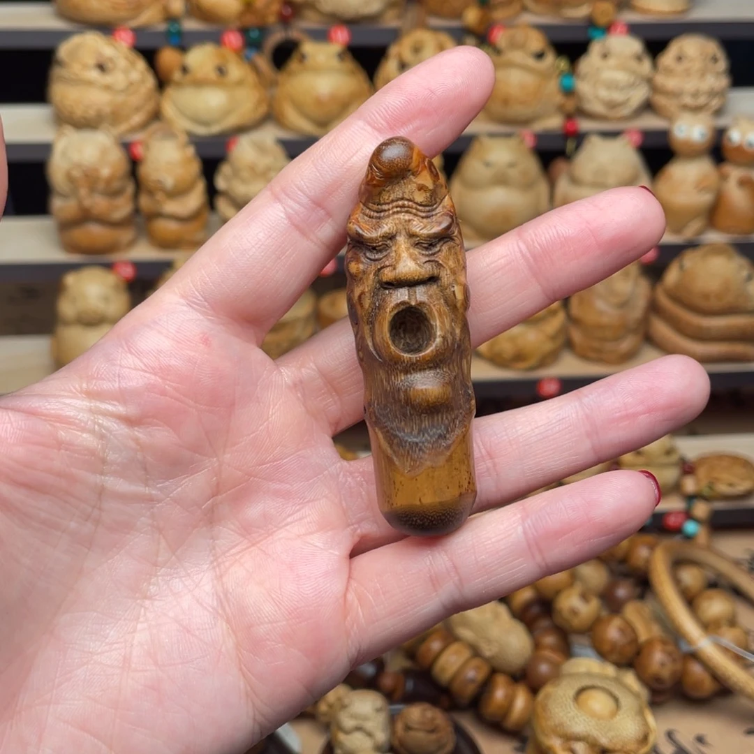 竹竹根雕老竹根随性雕刻罗汉头