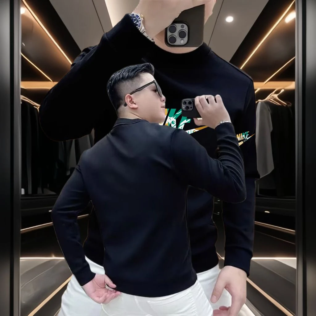 美式潮流重磅圆领卫衣痞帅街头修身休闲秋季印花时尚男士潮牌卫衣