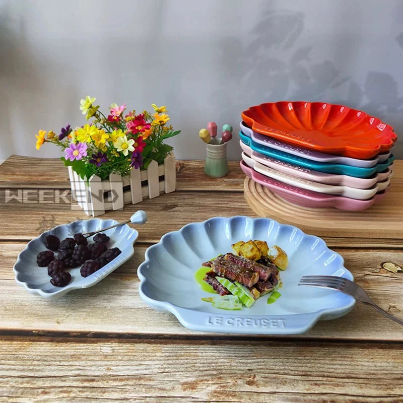 9英寸贝壳盘渐变色海洋系列餐盘家用菜盘水果盘创意餐具