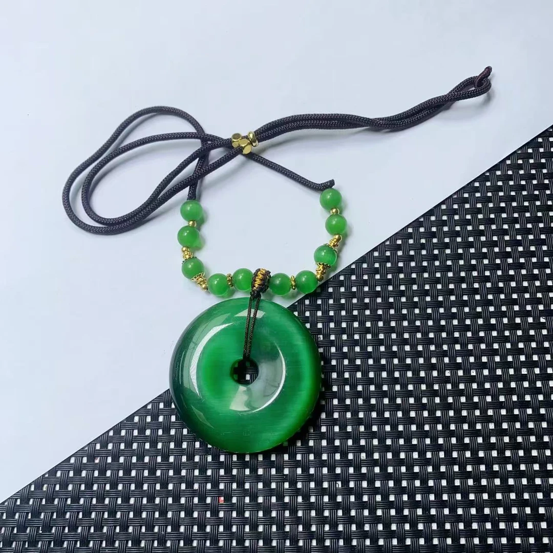 [小石]B1555俄绿猫平安扣吊坠时尚多样性发一个-奇石