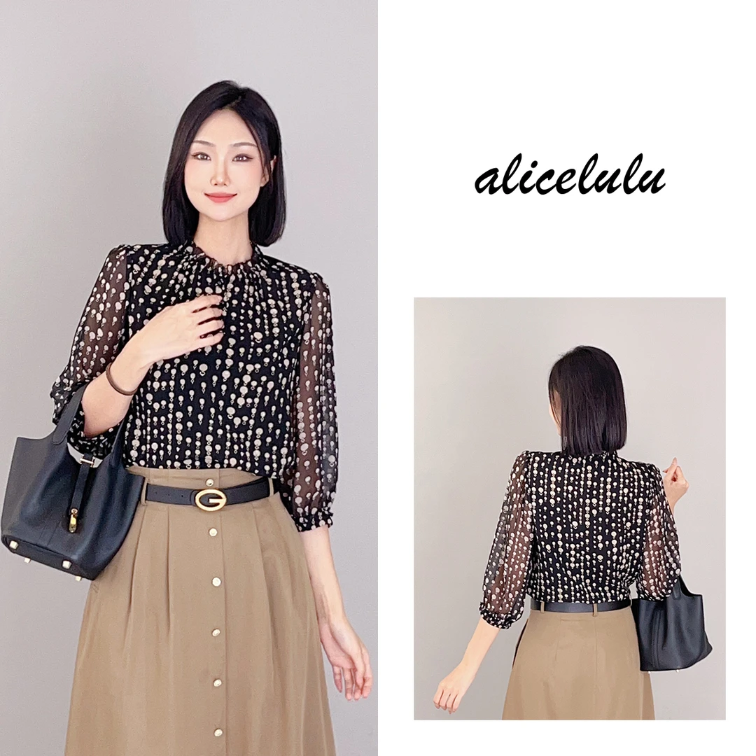 3 ALICE卷珠帘衬衫优雅通勤轻盈透气S1034077D