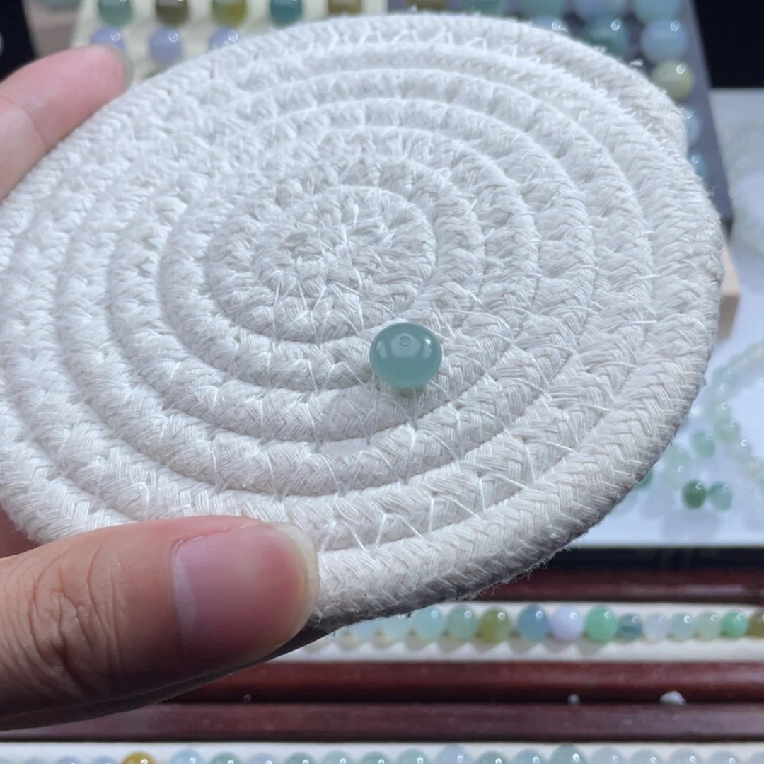 散珠翡翠卡10x6 鼓珠 晴绿