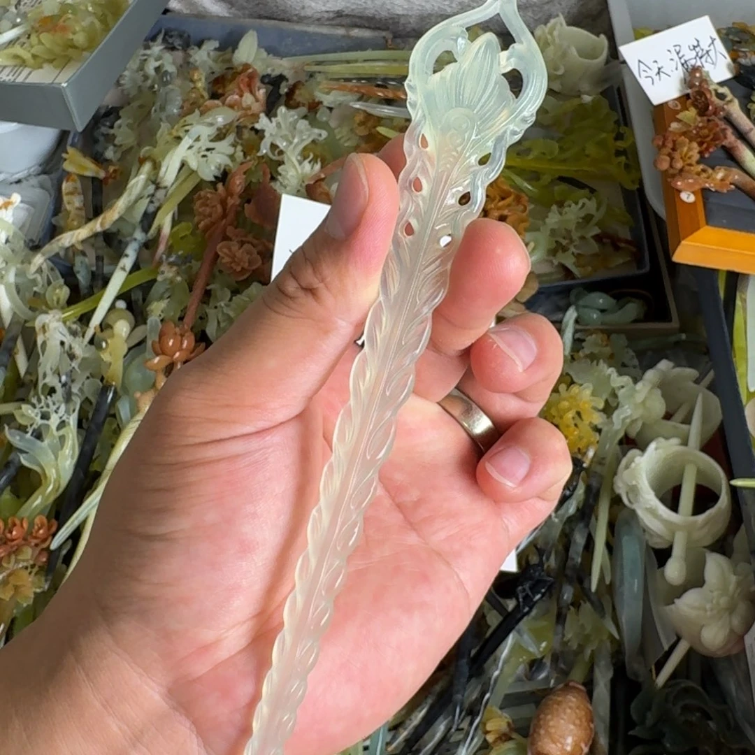 岫玉未镶嵌发饰明君玉簪就是好看
