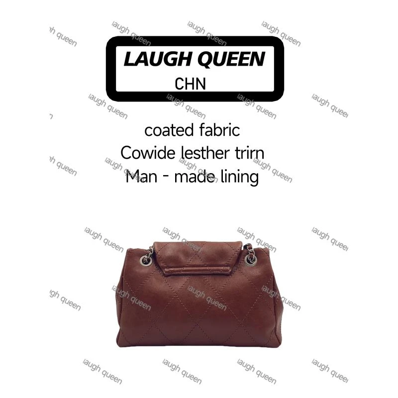 Laugh Queen手工打造真皮女士新款包时尚10749双字母棕色