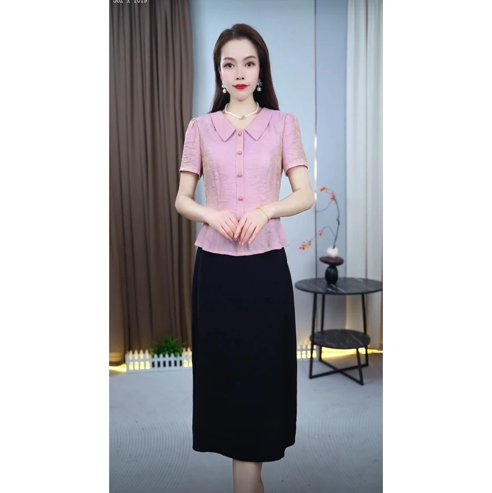 3152夏季连衣裙假两件减龄收腰显瘦时尚妈妈装连衣裙中长款优雅