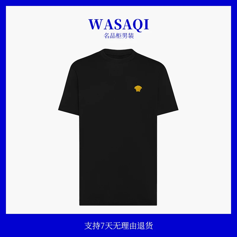【212】25年新款瓦萨琪经典刺绣小金标休闲商务男士长绒棉短袖T恤