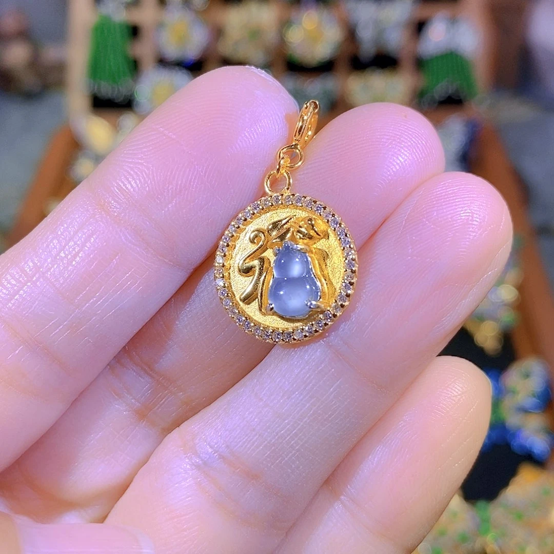 银S925镶嵌挂件翡翠