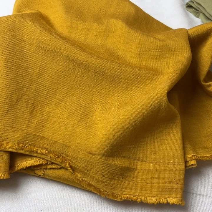 棉混纺姜黄麻棉2米