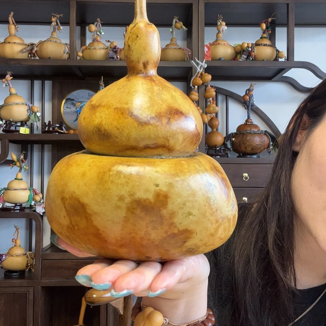 李***丫花皮钱袋子葫芦摆件