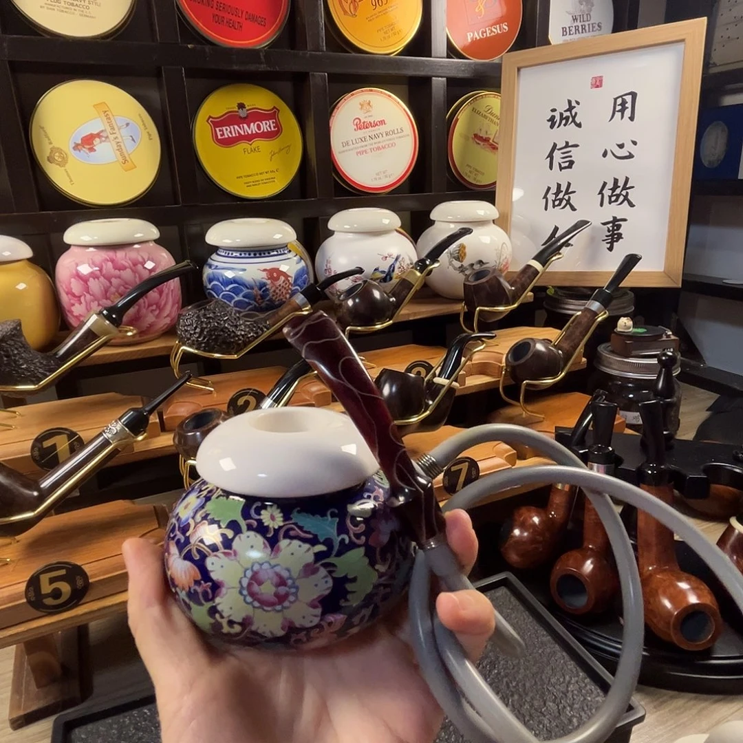 宫廷珐琅彩空腔大烟斗
