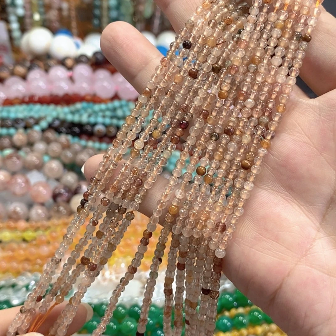 未镶嵌玛瑙/玉髓珠宝半成品彩兔毛一条卡3mm