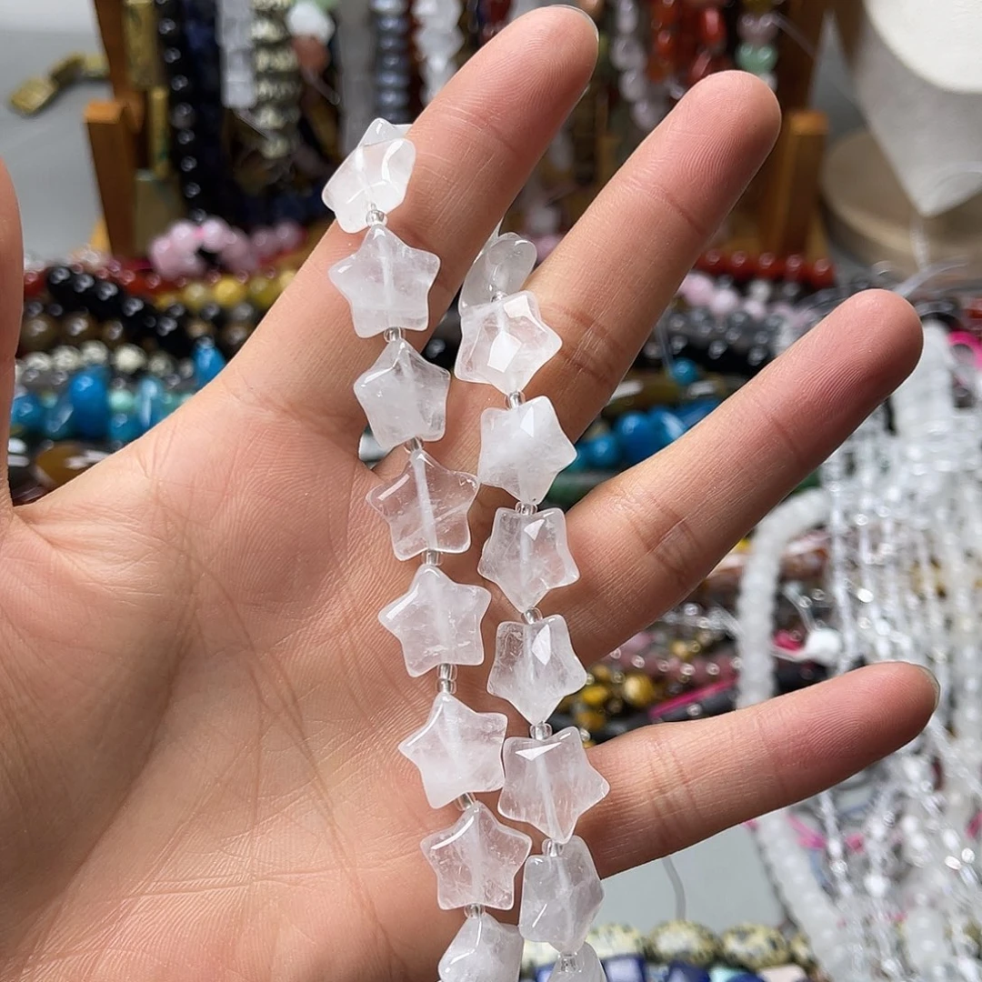 玛瑙/玉髓未镶嵌珠宝半成品卡15白水五角星一条