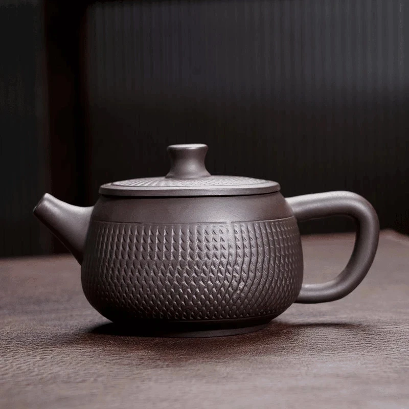 紫泥跳刀汉瓦紫砂壶