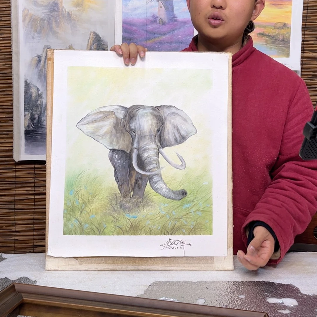 油画行路人小院绘画作品竞拍