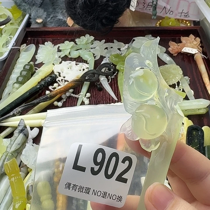 小***葩蛇纹石玉合金发饰