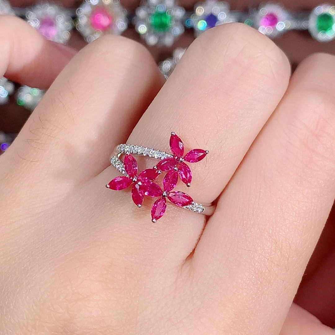 18K金镶嵌戒指红宝石1.01ct/天然宝石/七天无理由