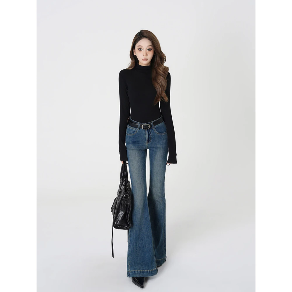 IFMR喇叭牛仔裤女款爆款2025新款秋季美式低腰外穿修身马蹄女裤子