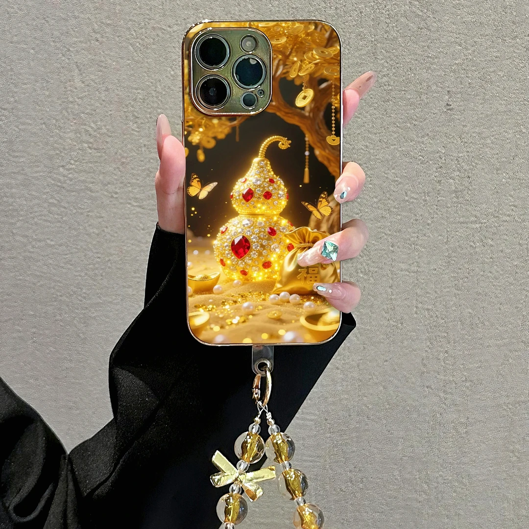 葫芦适用苹果vivo华为oppo小米iPhone17电镀玻璃防摔手机壳