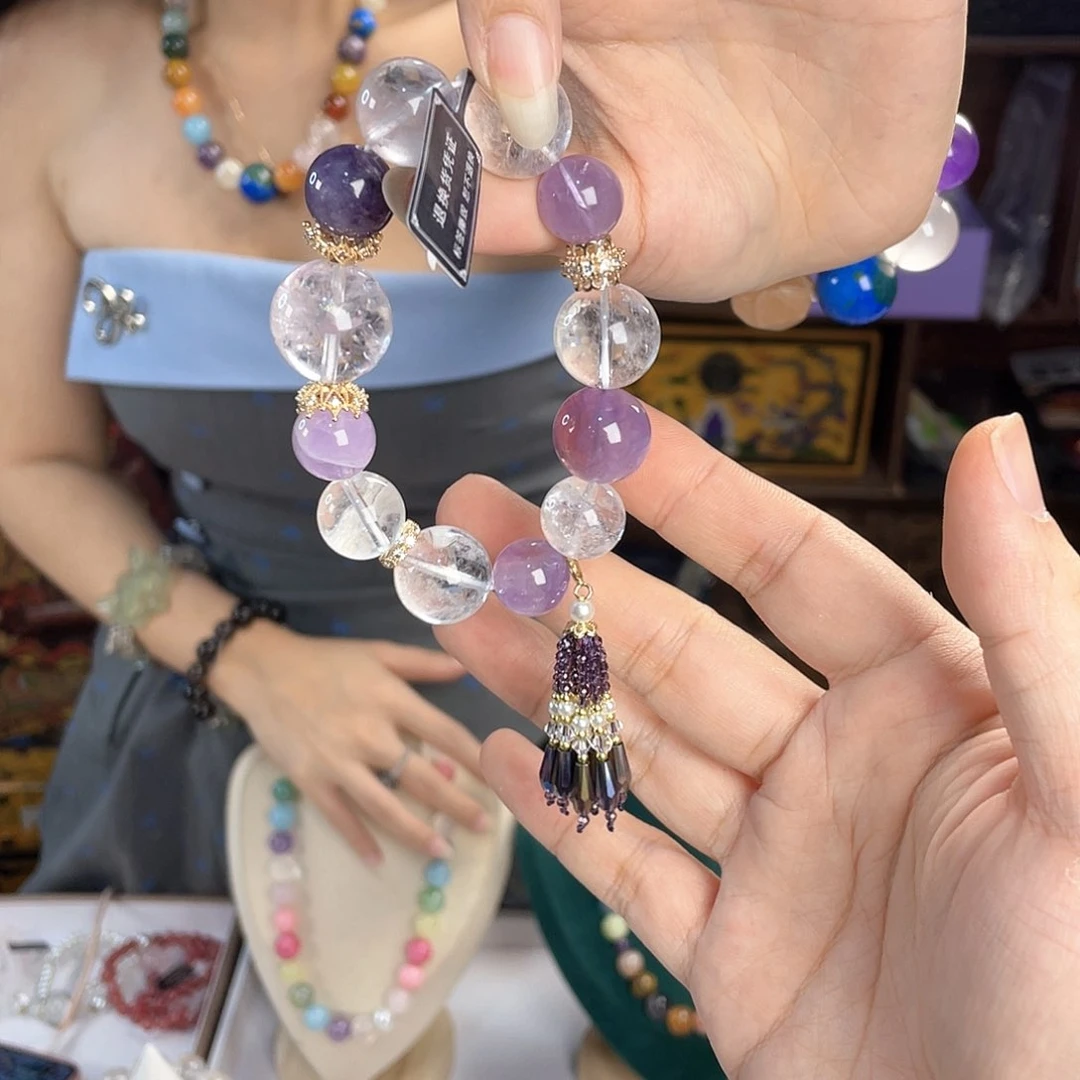 水晶手链银S925镀金镶嵌