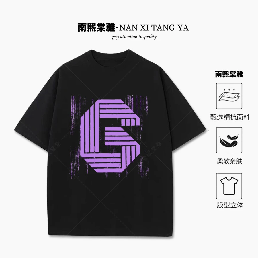 潮牌T恤 大G印花 丝网印索罗娜短袖重磅落肩百搭休闲圆领50631