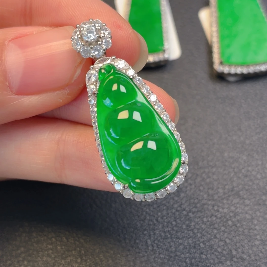 翡翠银S925镶嵌吊坠(不含链)