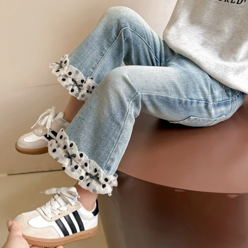 女童牛仔裤春秋款2025新款洋气时髦微喇春季韩系儿童女宝宝喇叭裤