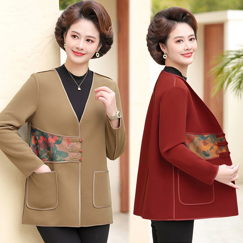 妈妈装秋装外套中年女洋气中老年女装春秋薄款夹克上衣阔太太气质