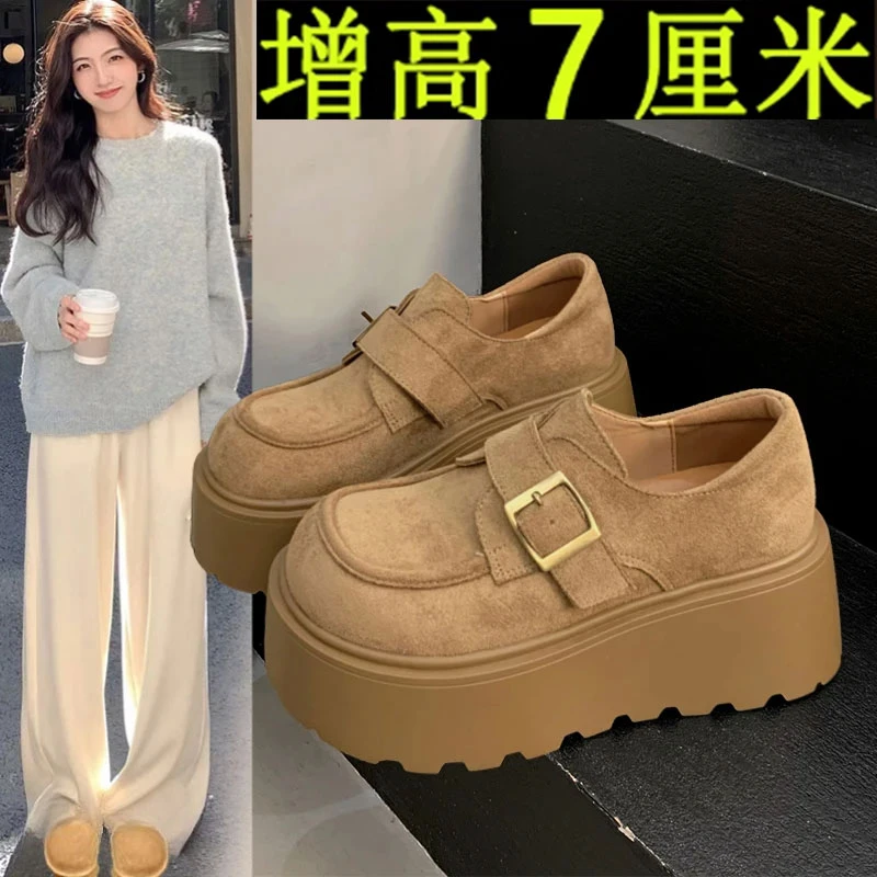 小个子复古百搭增高7cm厚底勃肯鞋女2025春季新款小众休闲单鞋潮