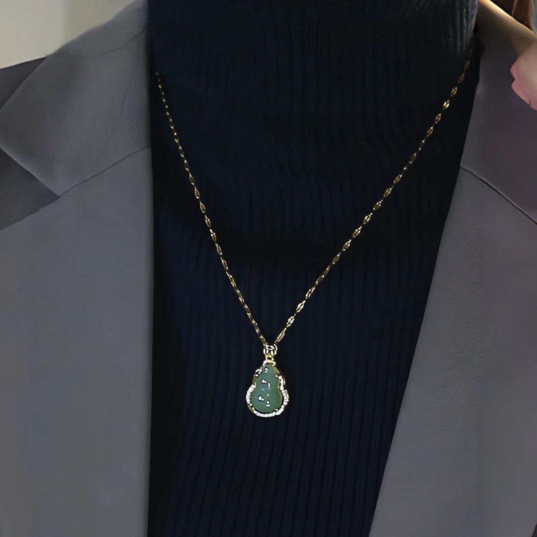 钛钢项链 秋冬新款小葫芦项链久戴不掉色国风轻奢百搭长款毛衣链