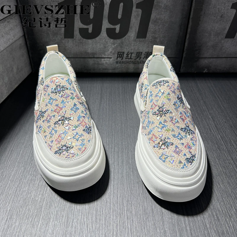 纪诗哲男鞋秋季新款舒适一脚蹬帆布鞋潮流轻奢小春季潮流帆布男鞋