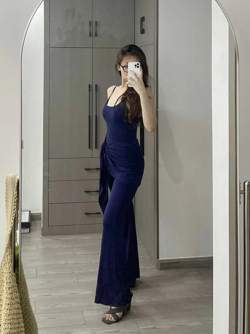 【Glozzzz】露思同款 假两件系带收腰显瘦显腿长微喇裤708-2