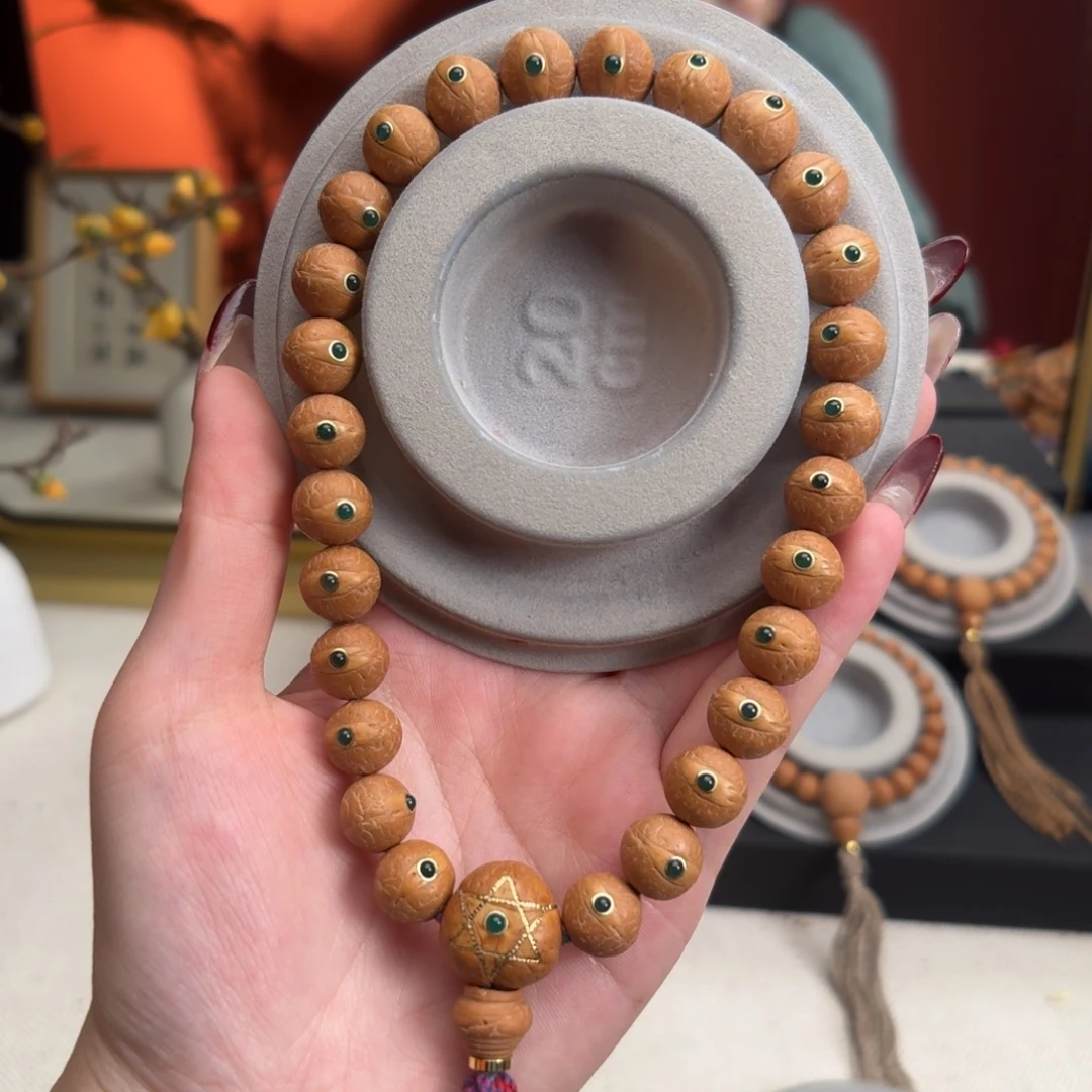 凤眼菩提手串索*11.5mm铁籽手持27颗绿玛n新籽