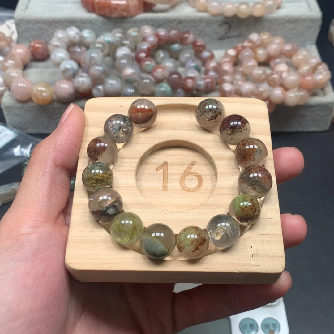 合***间未镶嵌手链水晶绿幽灵单珠