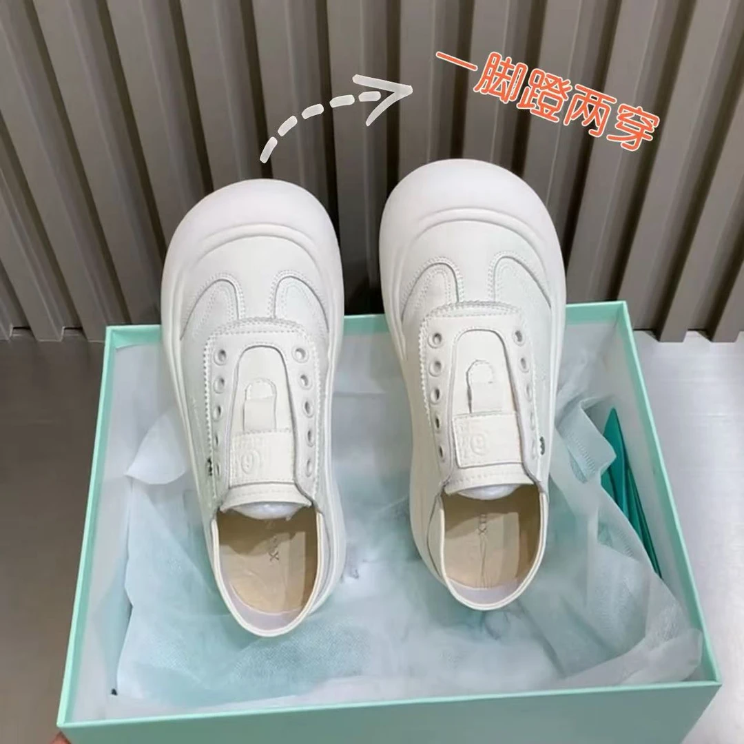 【晨晨格调现货】早秋款小白鞋女娃娃头丑萌鞋松糕软底休闲板鞋