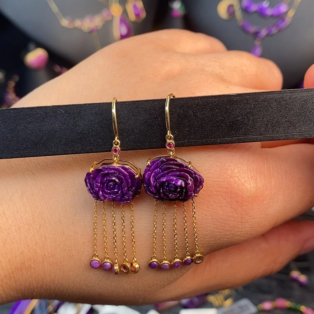 苏纪石（舒俱来）18K金镶嵌耳饰