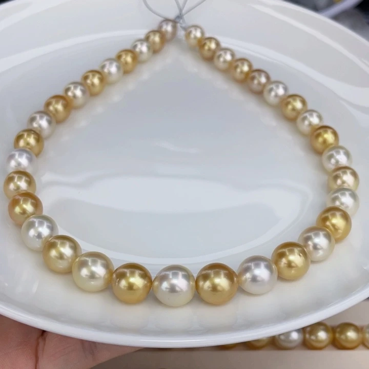 颈饰海水珍珠未镶嵌南洋金白彩项链10-11.8mm