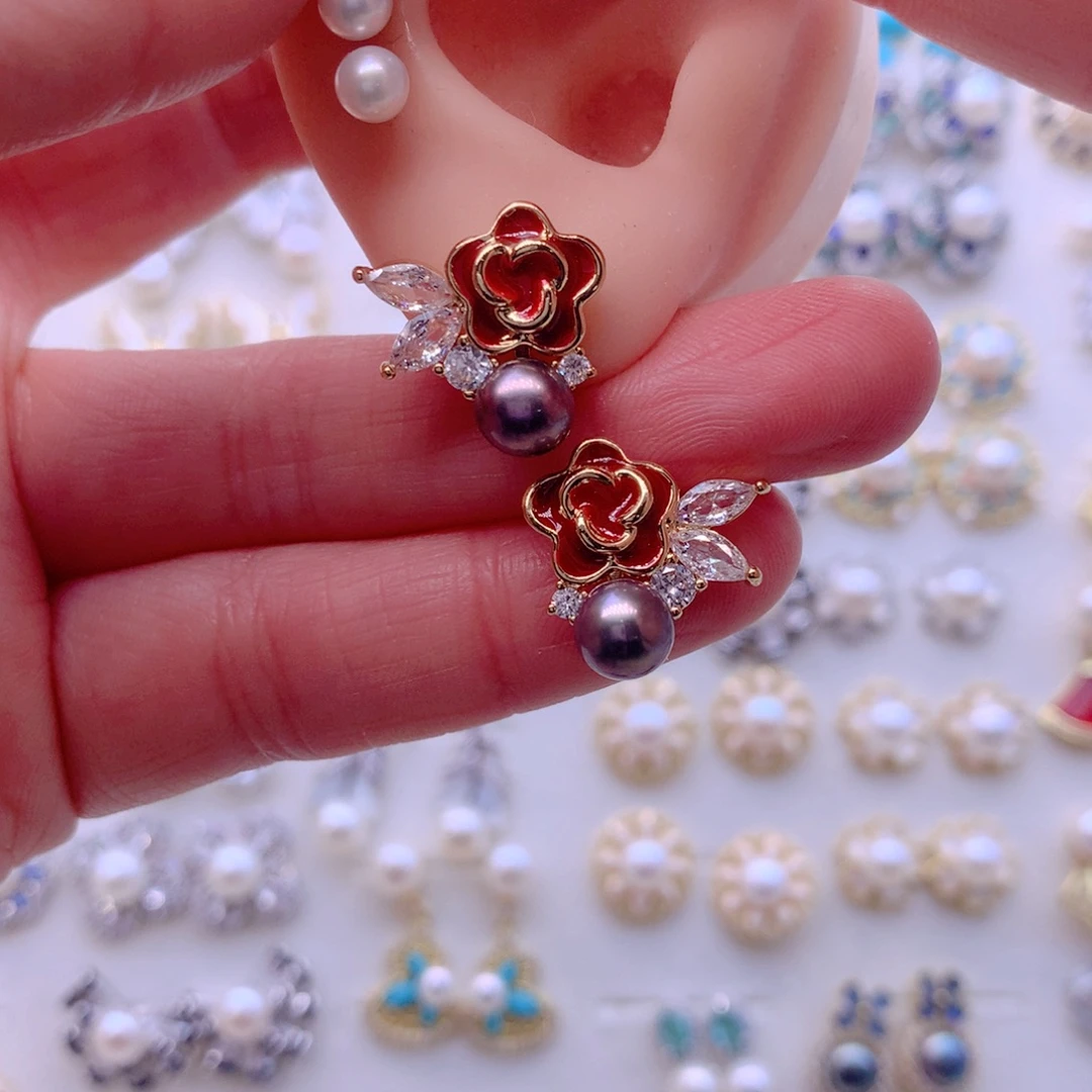 合金耳饰淡水珍珠