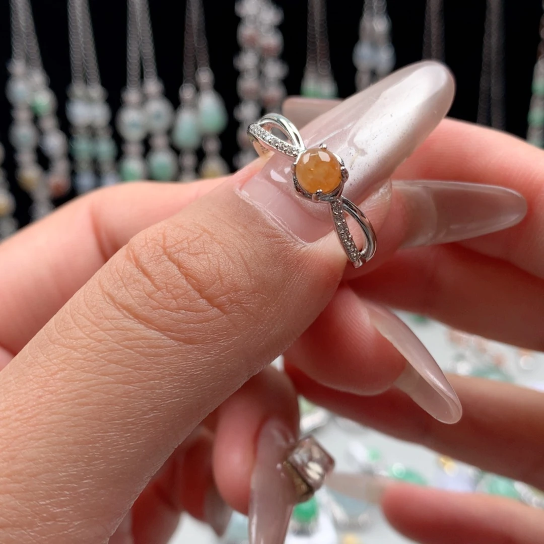 翡翠戒指银S925镶嵌戒指