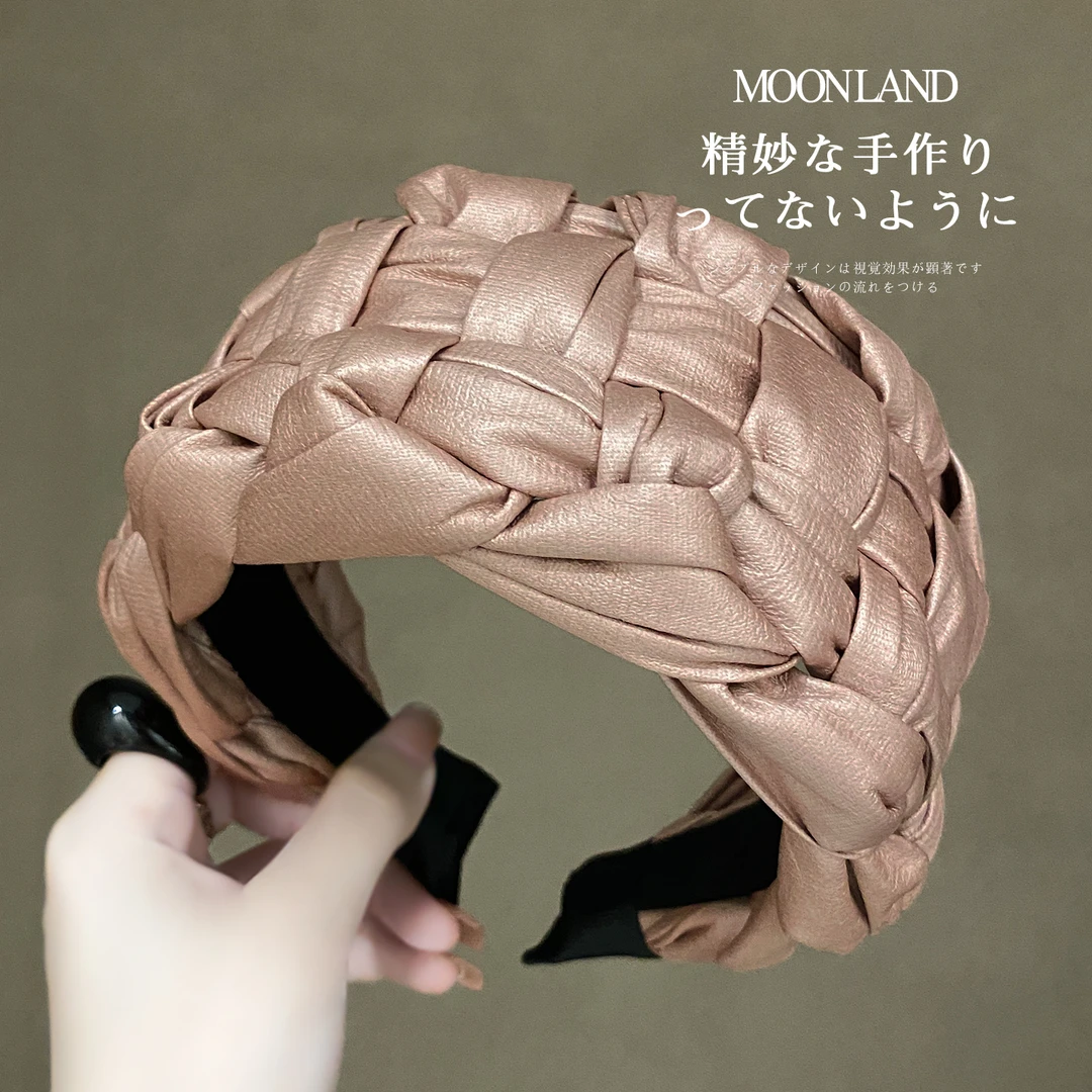 宽边皮质编织发箍女款高级感洋气时尚发卡日常外戴遮白发洗脸头箍