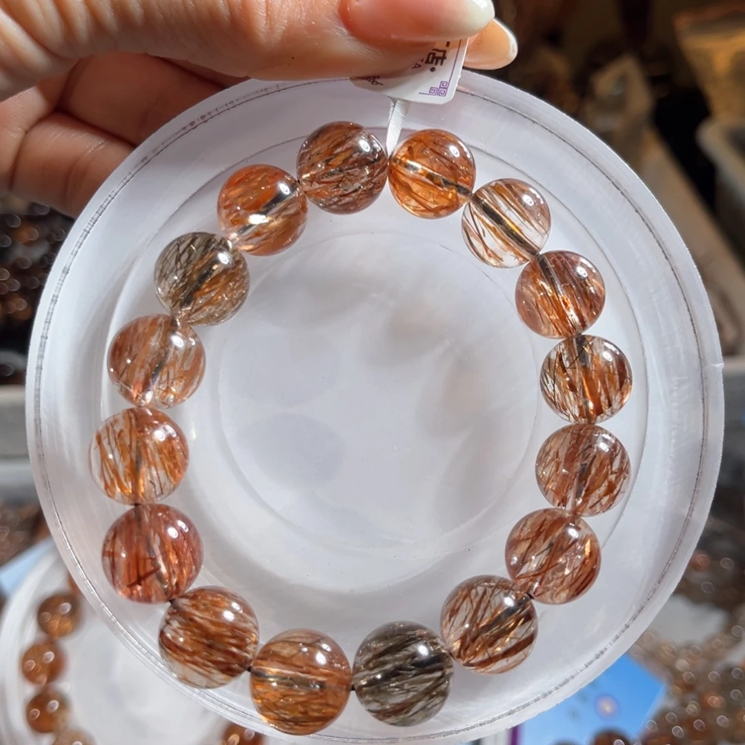 水晶未镶嵌手链黑金超七13m