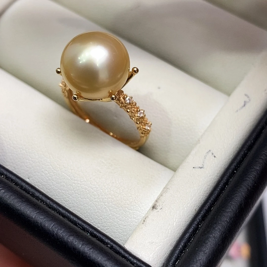 戒圈银S925镶嵌海水珍珠12-13无瑕