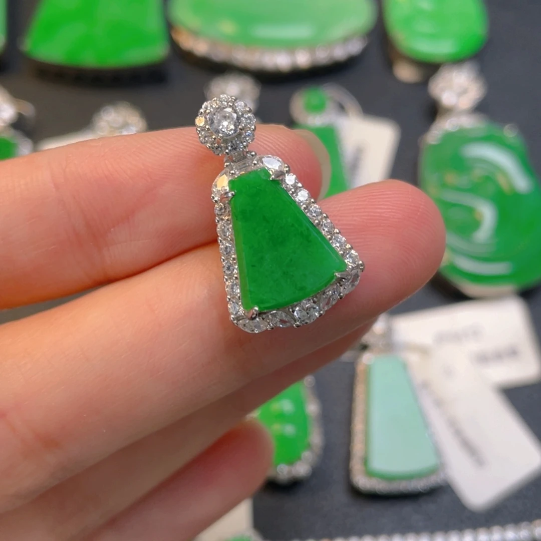 翡翠银S925镶嵌吊坠(不含链)