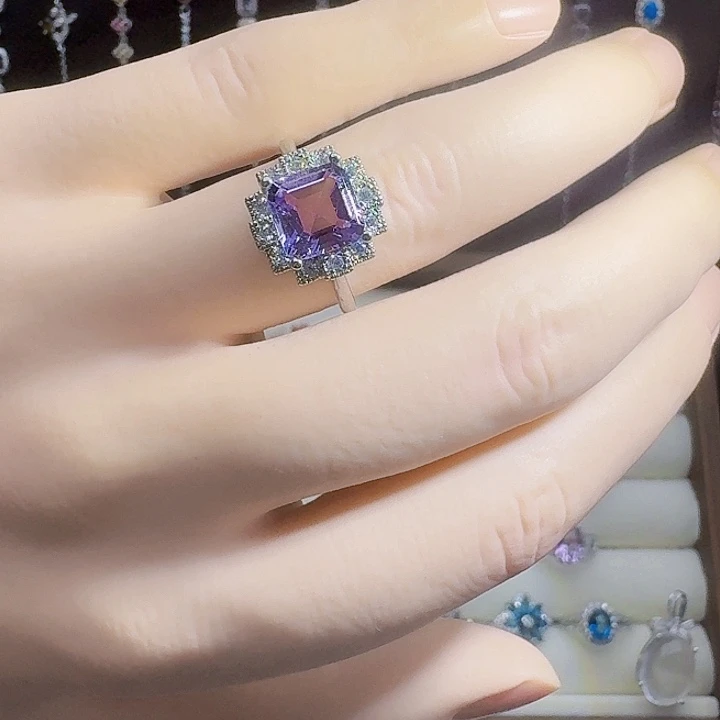 紫晶戒指银S925镶嵌