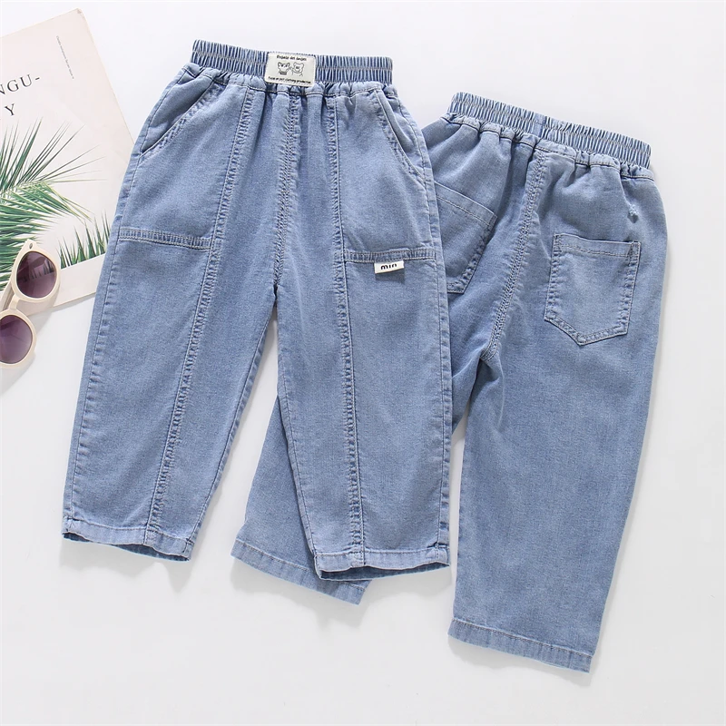 2025夏季新款男童天丝牛仔裤薄款0甲醛0偶氮儿童弹力直筒裤