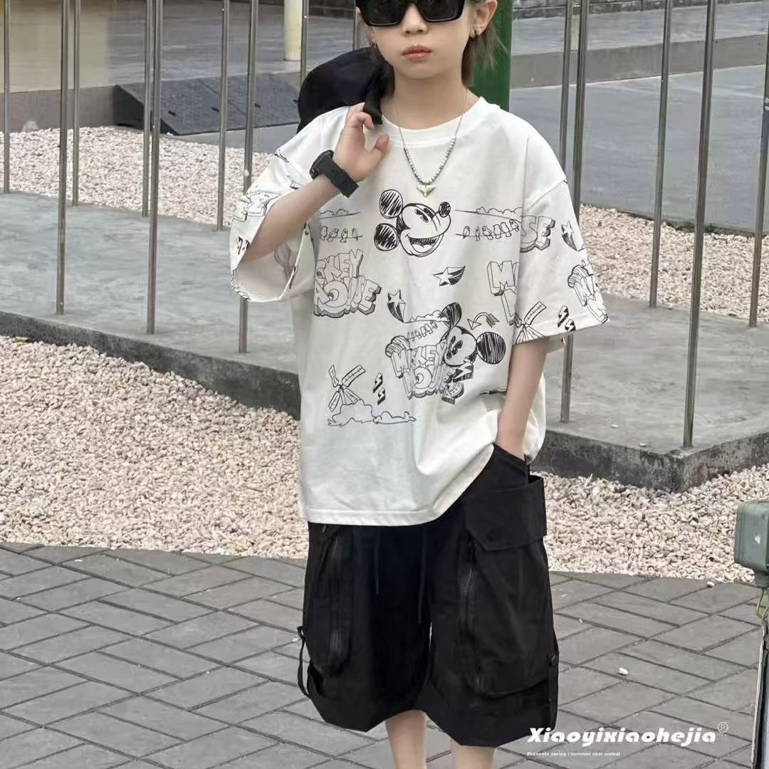 8903儿童米奇涂鸦T恤