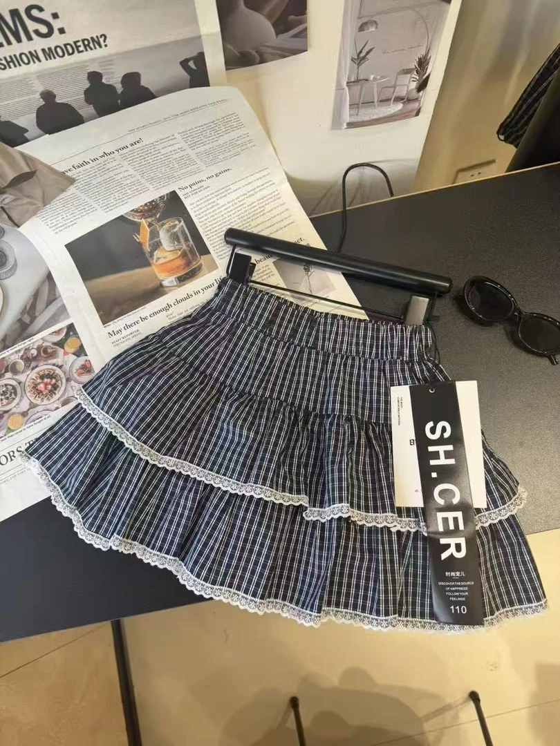 小叶子家女童韩系半身蛋糕裙子