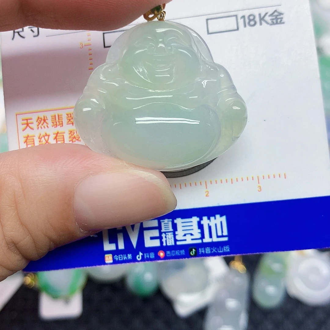 翡翠18K金镶嵌颈饰佛公