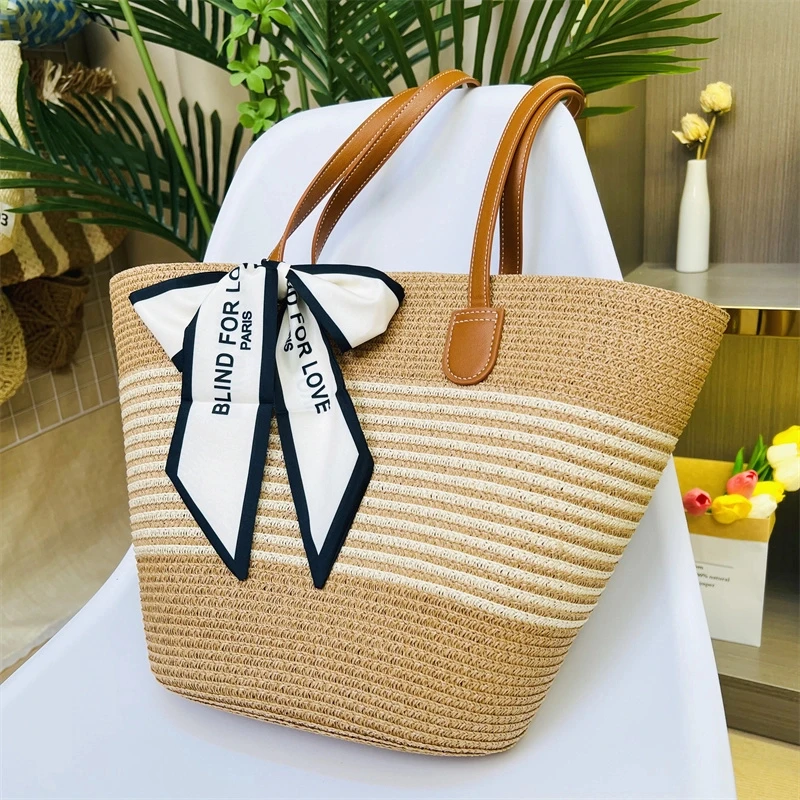 草编包女款编织单肩托特夏季通勤百搭沙滩休闲时尚